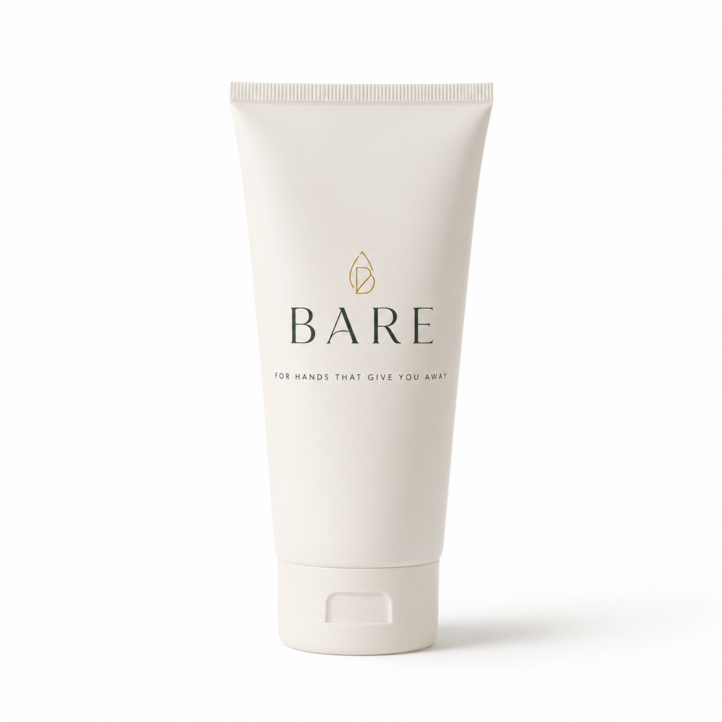 BARE hand cream tube on white background